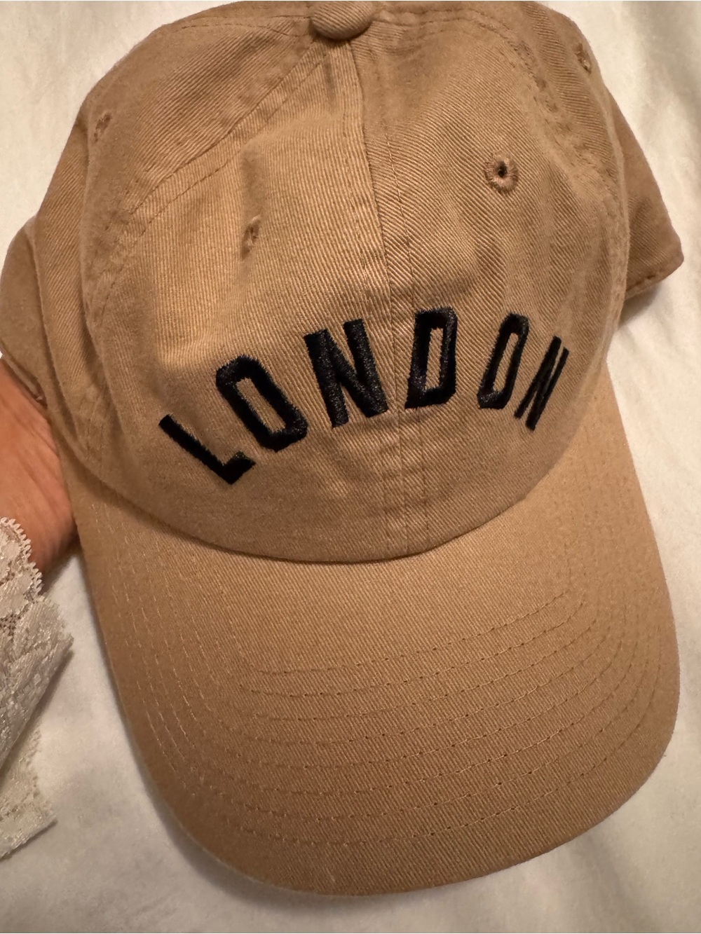 Anthropologie 'London' Embroidered Baseball Cap in Tan - Picture 3 of 4
